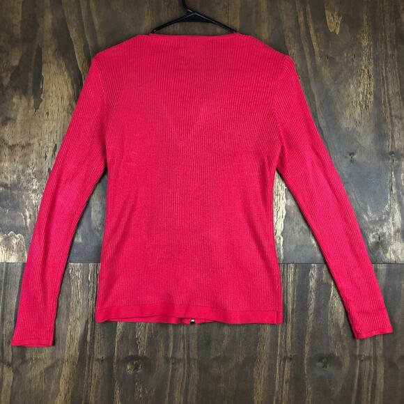 Calvin Klein Womens Sweater Pink Full Zip V Neck Cardigan Knitted Small - Picture 11 of 13